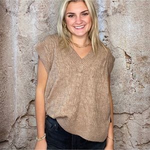 NWT Black Tape Cable knit Sweater Vest